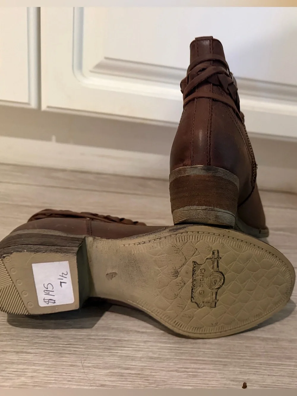 NWT Circle G by Corral Leather Boot w/Braided Strap Sz 7.5 *store display